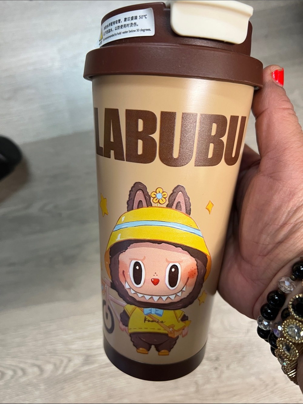 Beige Cartoon Travel Tumbler by KINTO